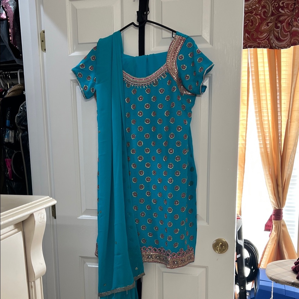 Elegant Blue Embellished Salwar Suit